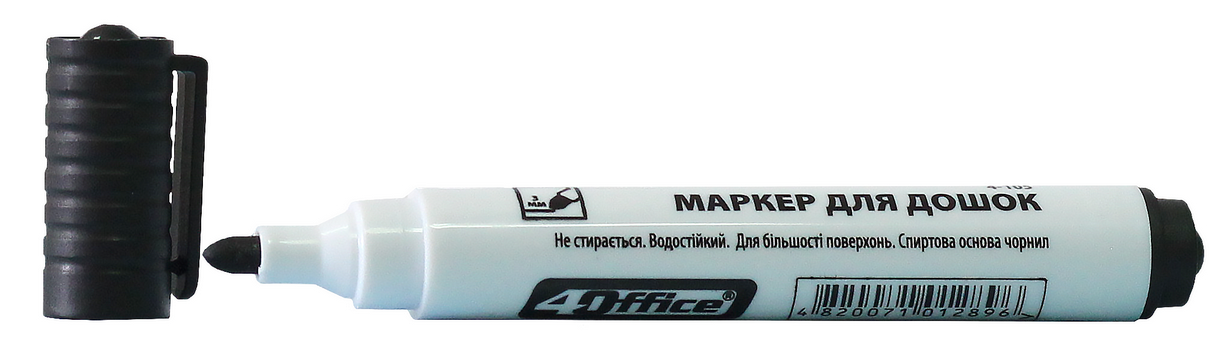 Маркер 4OFFICE для сухостираємих дошок (4-105), чорний